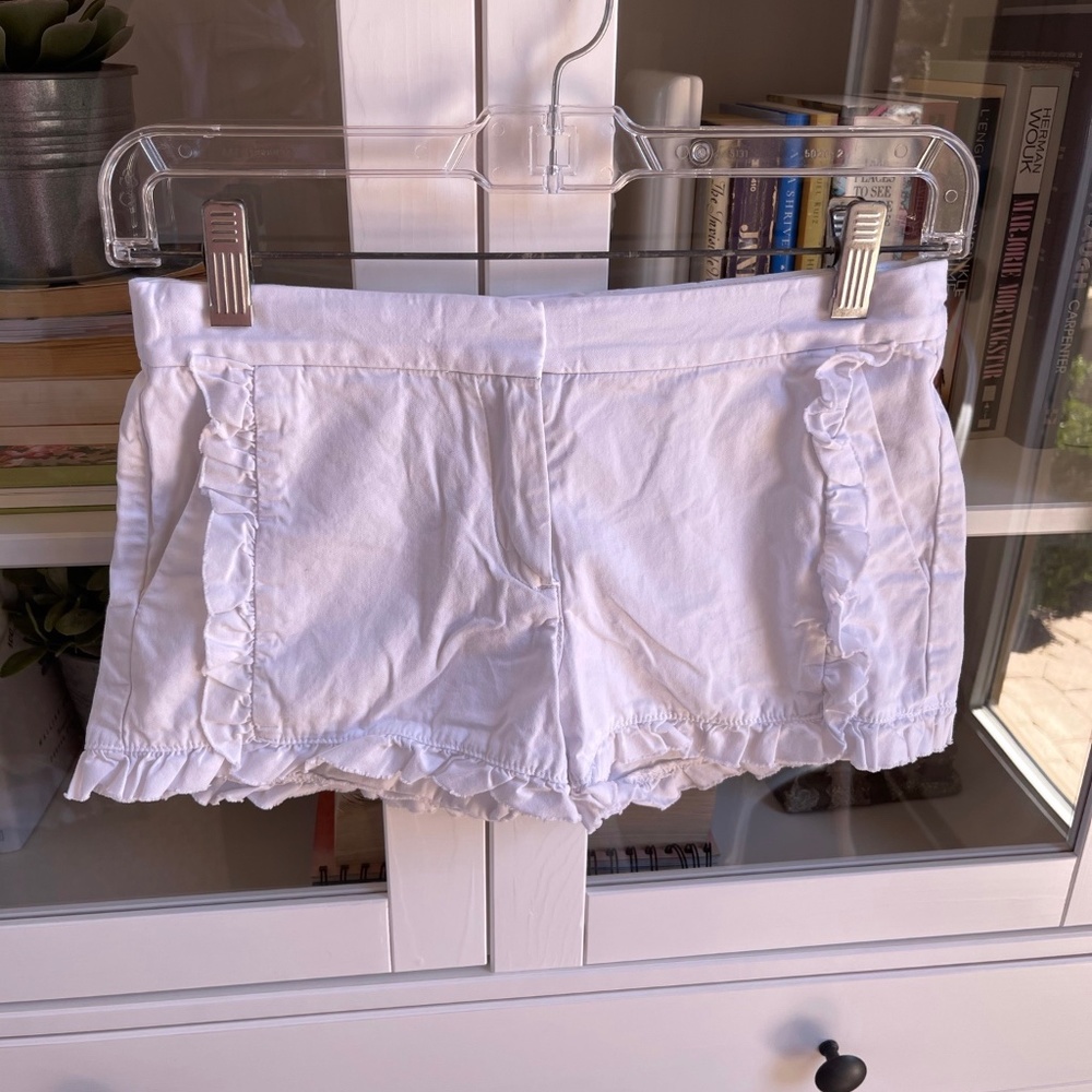 White ruffled Crewcuts Girls Adjustable Shorts